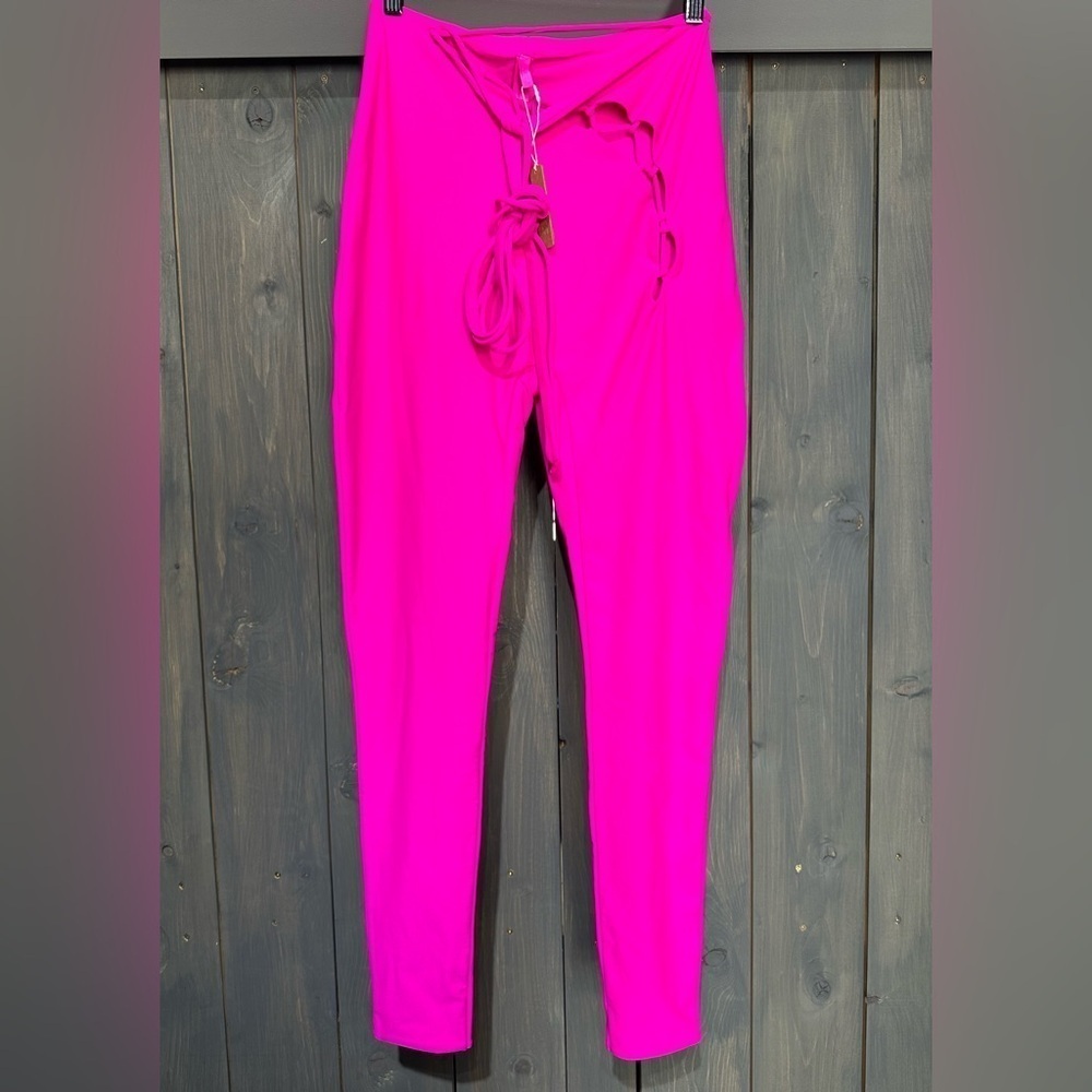 Skims pink Fuchsia lace up Leggings New